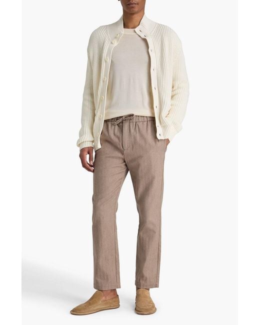 Frescobol Carioca Natural Oscar Herringbone Cotton And Cashmere-Blend Drawstring Pants for men