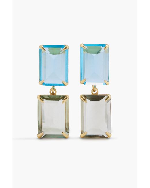 Bounkit Blue Gold-tone Quartz Earrings