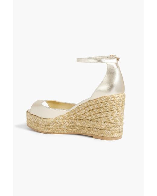Stuart Weitzman Natural Leather Espadrille Wedge Sandals