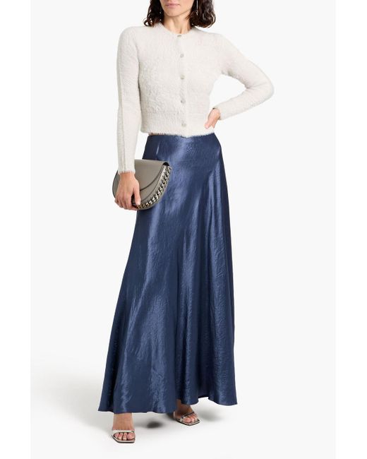 Vince Blue Crinkled-Satin Maxi Skirt