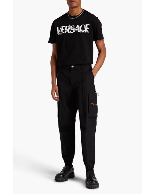Versace Black Cotton Cargo Pants for men