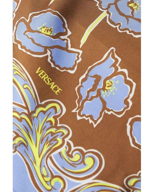 Versace White Straight-leg Printed Silk-twill Shorts for men