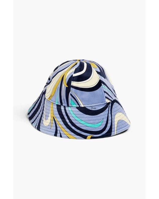Emilio Pucci Blue Printed Velvet Bucket Hat