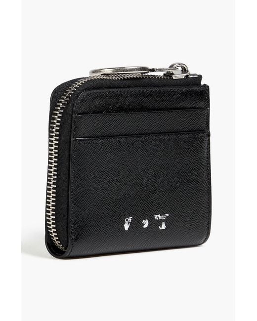 Off-White c/o Virgil Abloh Black Striped Pebbled-Leather Wallet for men