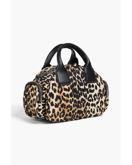 Ganni Black Leopard-Print Shell Tote