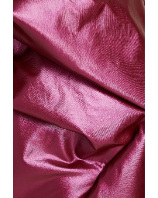 Rick Owens Pink Trägerloses oberteil aus beschichtetem denim mit drapierung und metallic-effekt