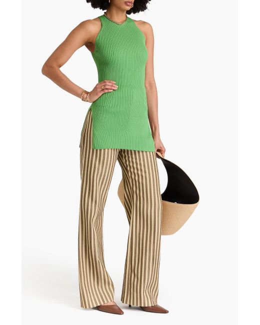 Nanushka Green Ribbed-Knit Top