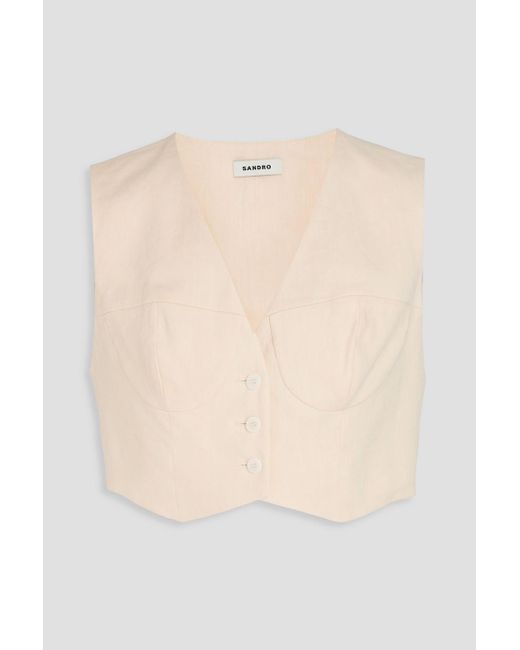 Sandro Natural Cropped Linen-blend Vest