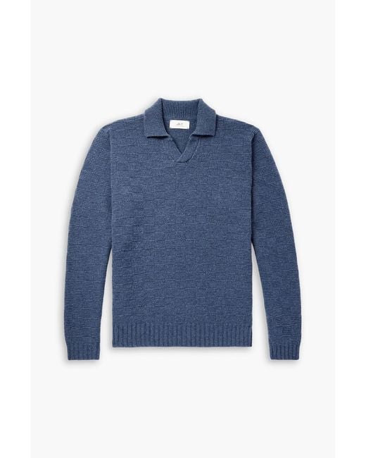 Mr P. Blue Wool Polo Sweater for men
