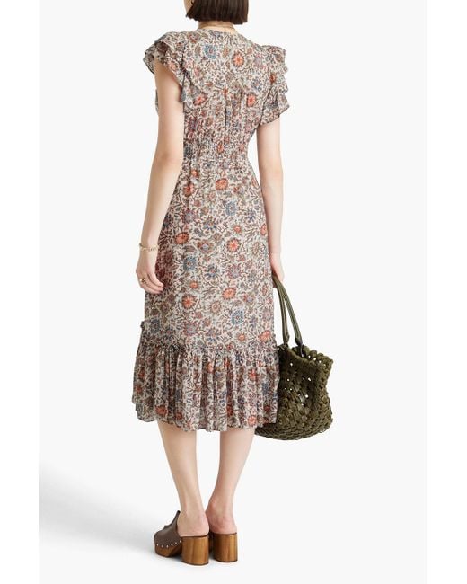Veronica Beard White Dolci floral-print seersucker midi dress
