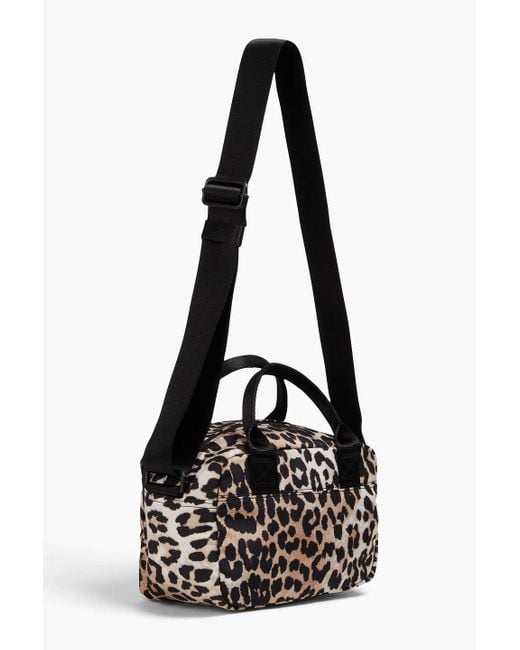 Ganni Black Knot Leopard-print Shell Shoulder Bag