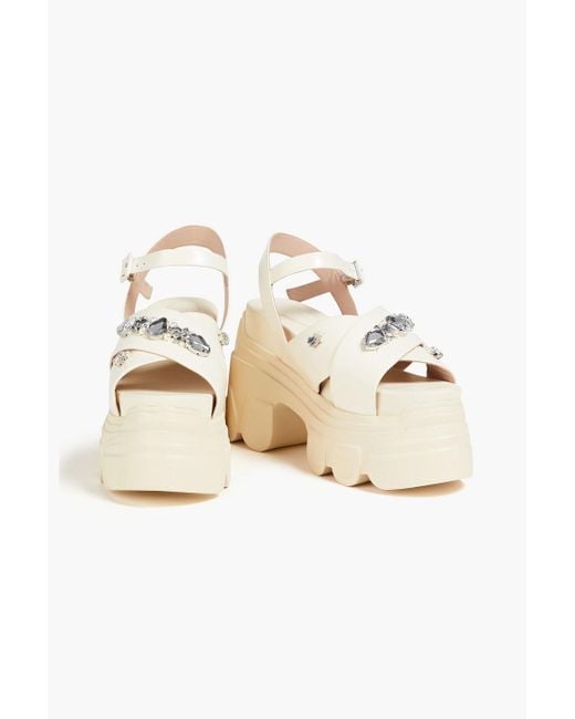 Simone Rocha Natural Embellished Leather exaggerated-sole Sandals