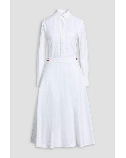 Thom Browne White Cotton-Piqué Midi Shirt Dress