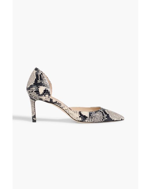 Stuart Weitzman Metallic Mara 75 Snake-Effect Leather Pumps