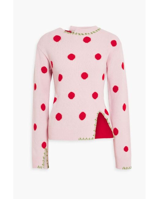Marni Pink Polka-dot Jacquard-knit Wool Sweater