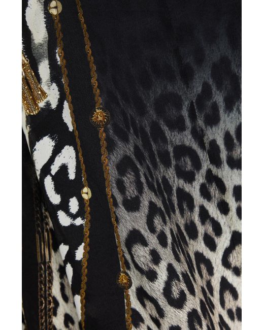 Camilla Black Bedrucktes oberteil aus seidenchiffon mit kristallverzierung