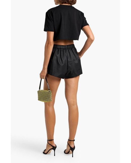 Area Black Cropped Embellished Stretch-Cotton Jersey T-Shirt