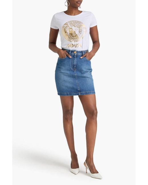 Versace White Metallic Printed Cotton-Jersey T-Shirt