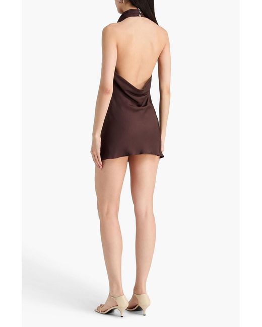 ARMARIUM Purple Satin-Twill Halterneck Mini Dress