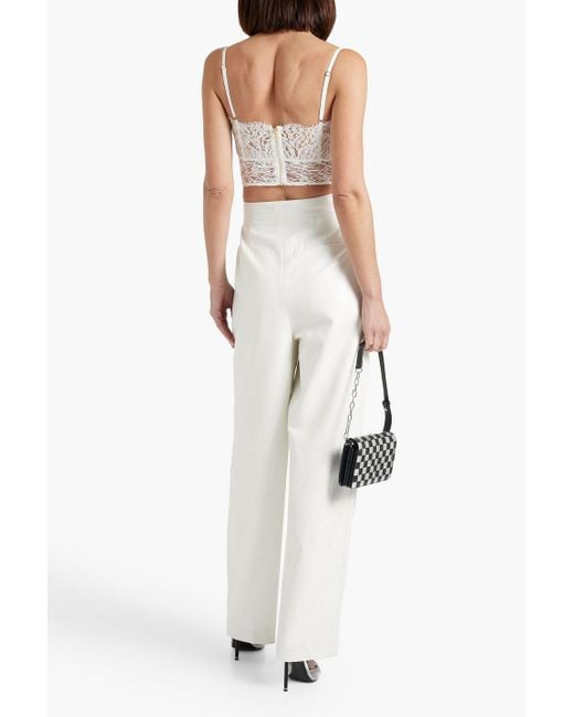 Dion Lee White Coated Cotton-blend Lace Bustier Top