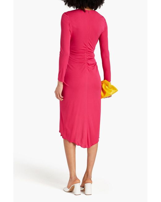 Diane von Furstenberg Pink Aradia Wrap-effect Jersey Midi Dress