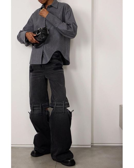 The Attico Black Cutout High-rise Wide-leg Jeans