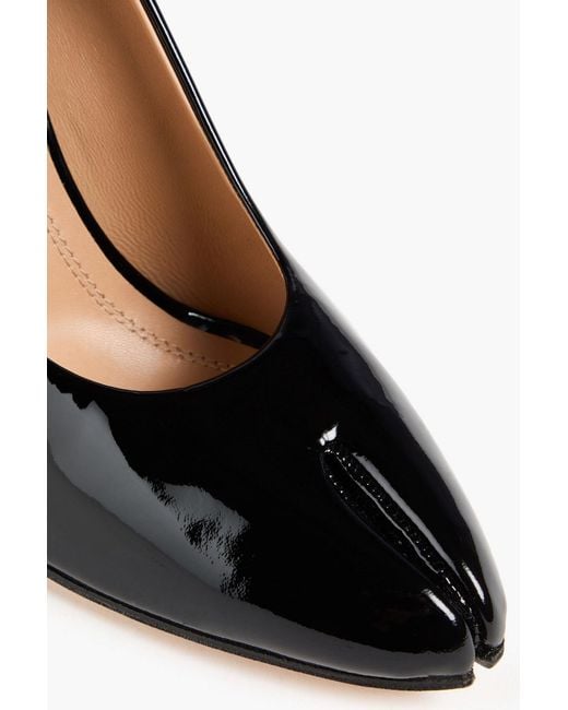 Maison Margiela Black Tabi Patent-Leather Split-Toe Pumps