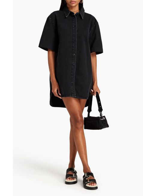 Loulou Studio Black Sant Denim Mini Shirt Dress