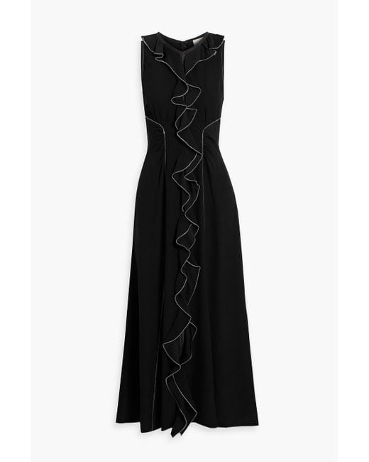 Ulla Johnson Black Lille Ruffled Crepe Midi Dress