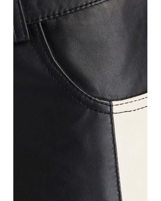 Deadwood Black Prance Two-tone Leather Flared Pants