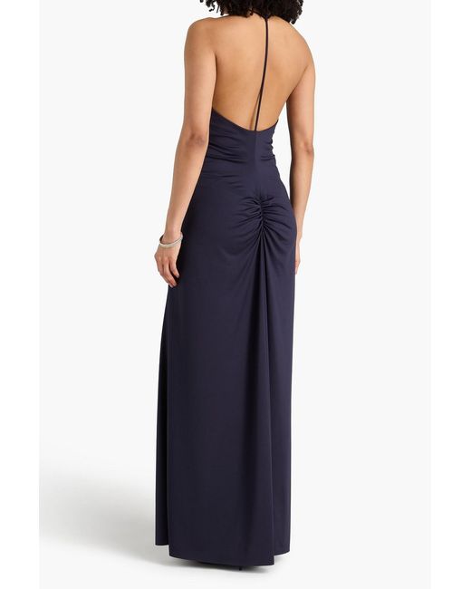Victoria Beckham Blue Draped Stretch-Jersey Maxi Dress