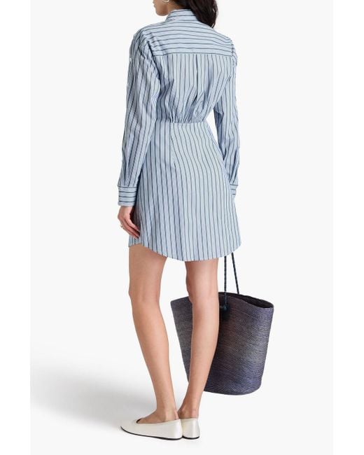 Veronica Beard Blue Rae hemdkleid aus popeline aus einer baumwollmischung in minilänge mit streifen