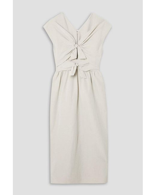 TOVE White Bea Woven Midi Dress