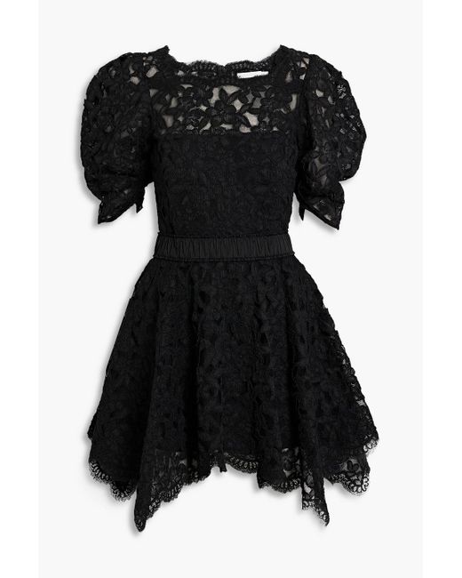 Jonathan Simkhai Black Beverly Satin-trimmed Corded Lace Mini Dress
