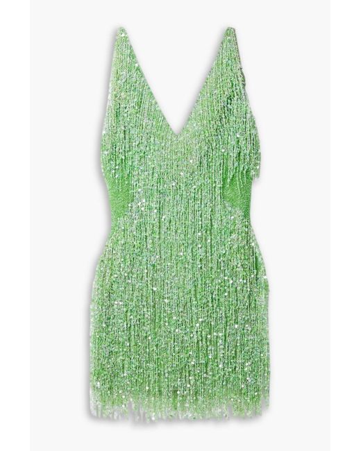 Naeem Khan Green Gatsby minikleid aus tüll mit verzierung