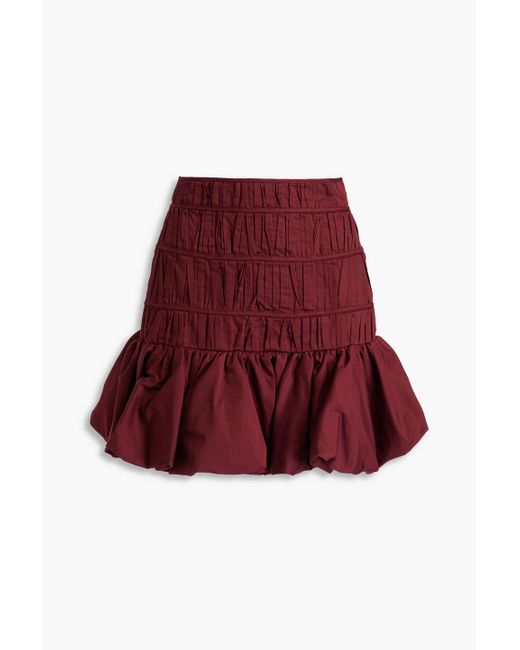 Aje. Red La Vie Plissé Cotton-poplin Mini Skirt