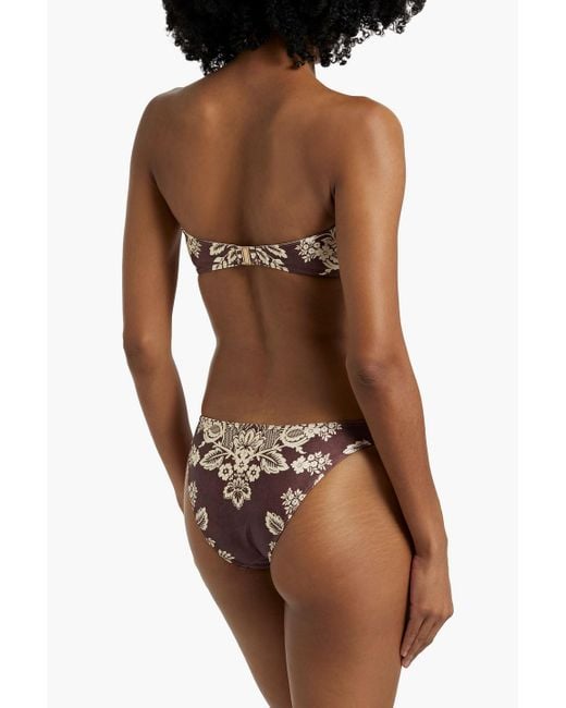 Zimmermann Brown Floral-print Low-rise Bikini Briefs
