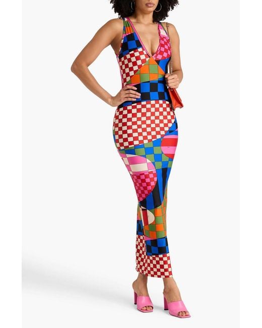 Emilio Pucci White Printed Stretch-Jersey Maxi Dress