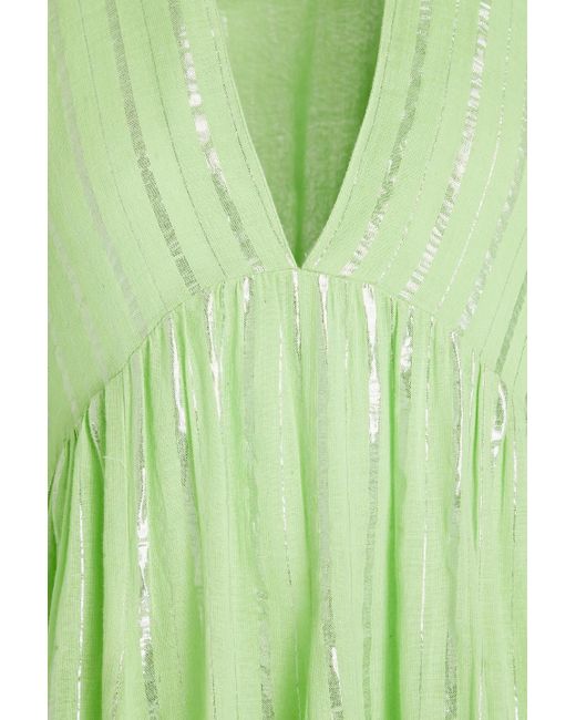 Sundress Green Maud Metallic Gauze Midi Dress