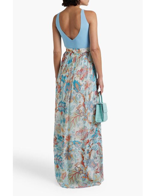 Etro White Pleated Floral-print Silk-georgette Maxi Skirt