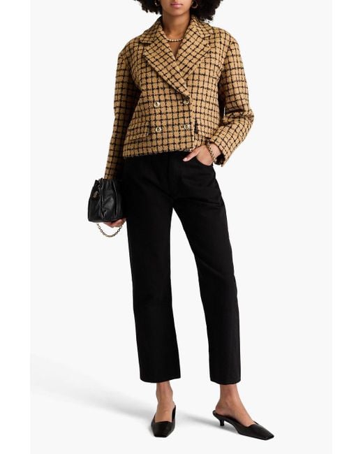 Sandro Brown Checked Bouclé-tweed Blazer
