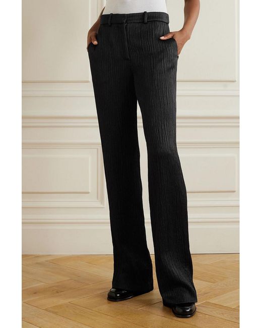 Joseph Black Morissey Crinkled-Satin Straight-Leg Pants