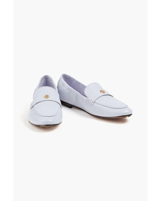 Tory Burch White Embellished Glossed-leather Loafers