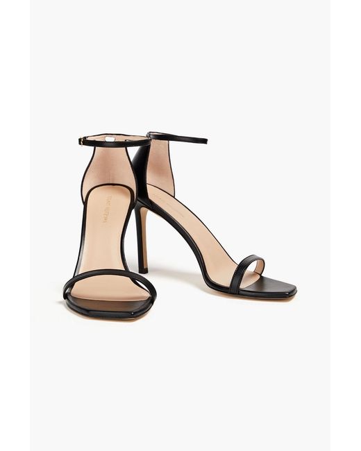 Stuart Weitzman Black Amelina 95 Leather Sandals