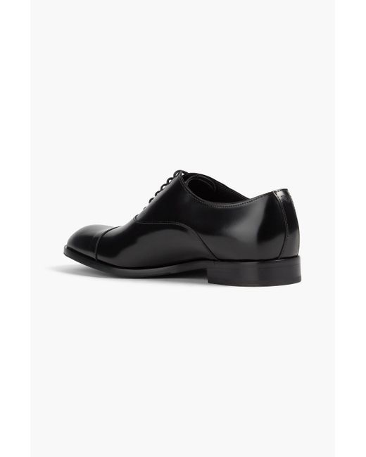 Emporio Armani Black Glossed Leather Oxford Shoes for men