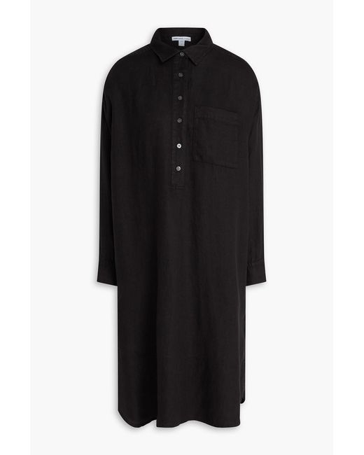 James Perse Black Linen Shirt Dress