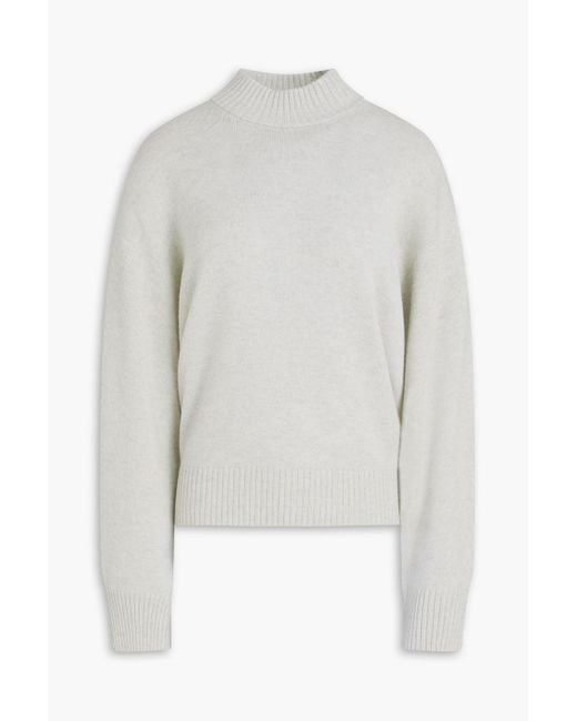 Brunello Cucinelli White Bead-Embellished Cashmere Turtleneck Sweater