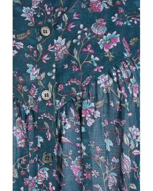 Isabel Marant Blue Mildi Floral-print Cotton-mousseline Mini Shirt Dress