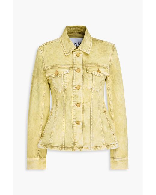 Ganni Yellow Bleached Denim Jacket