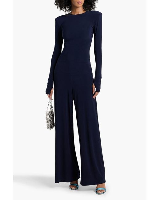 Norma Kamali Blue Stretch-Jersey Straight-Leg Pants